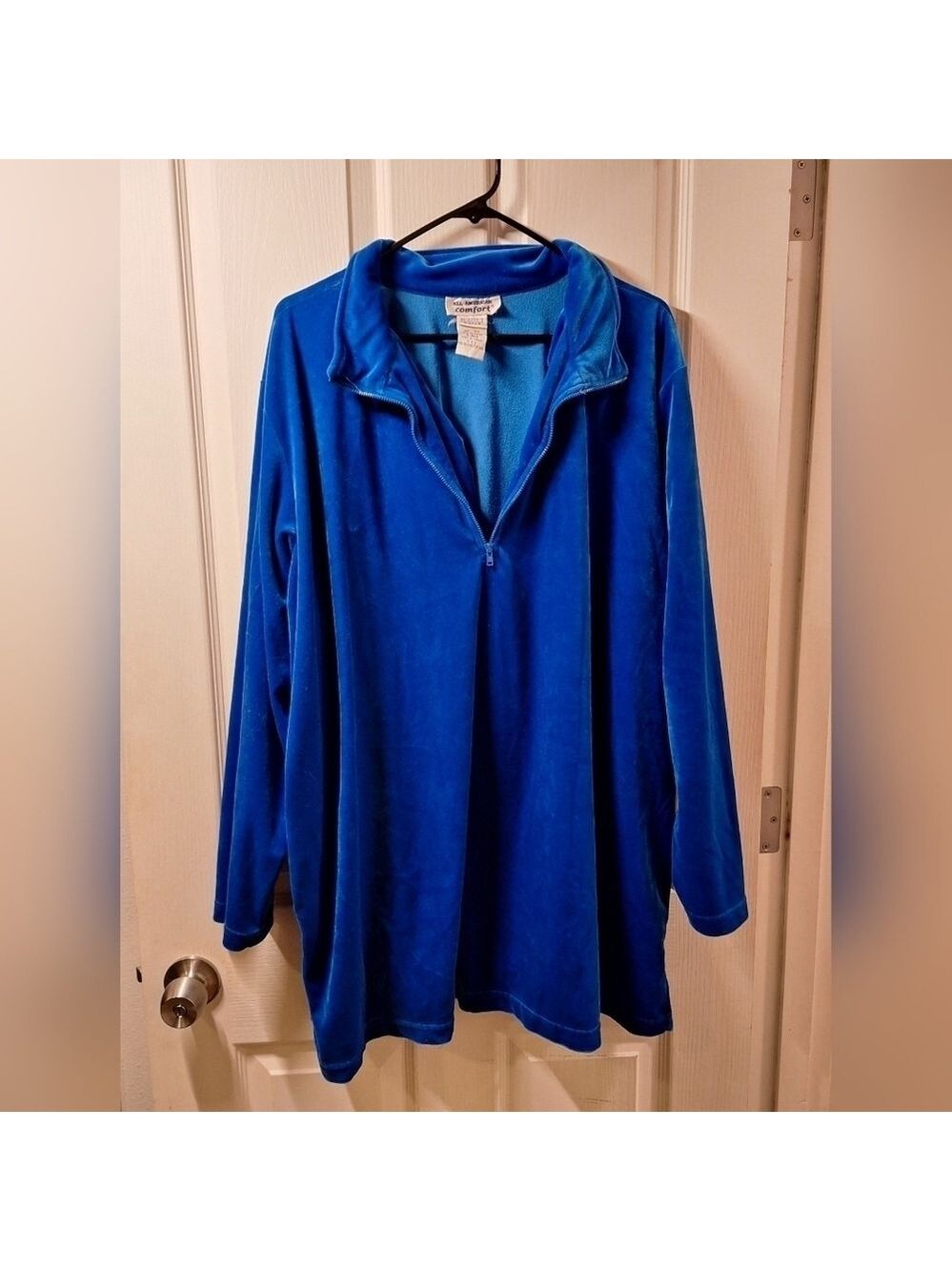 Vintage All American Comfort Blue Velour Pullover Plus Size